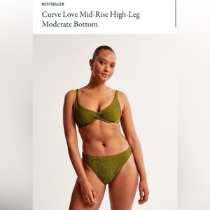 Abercrombie Curve Love Mid-Rise High Leg Moderate bottom - size M, color Green
